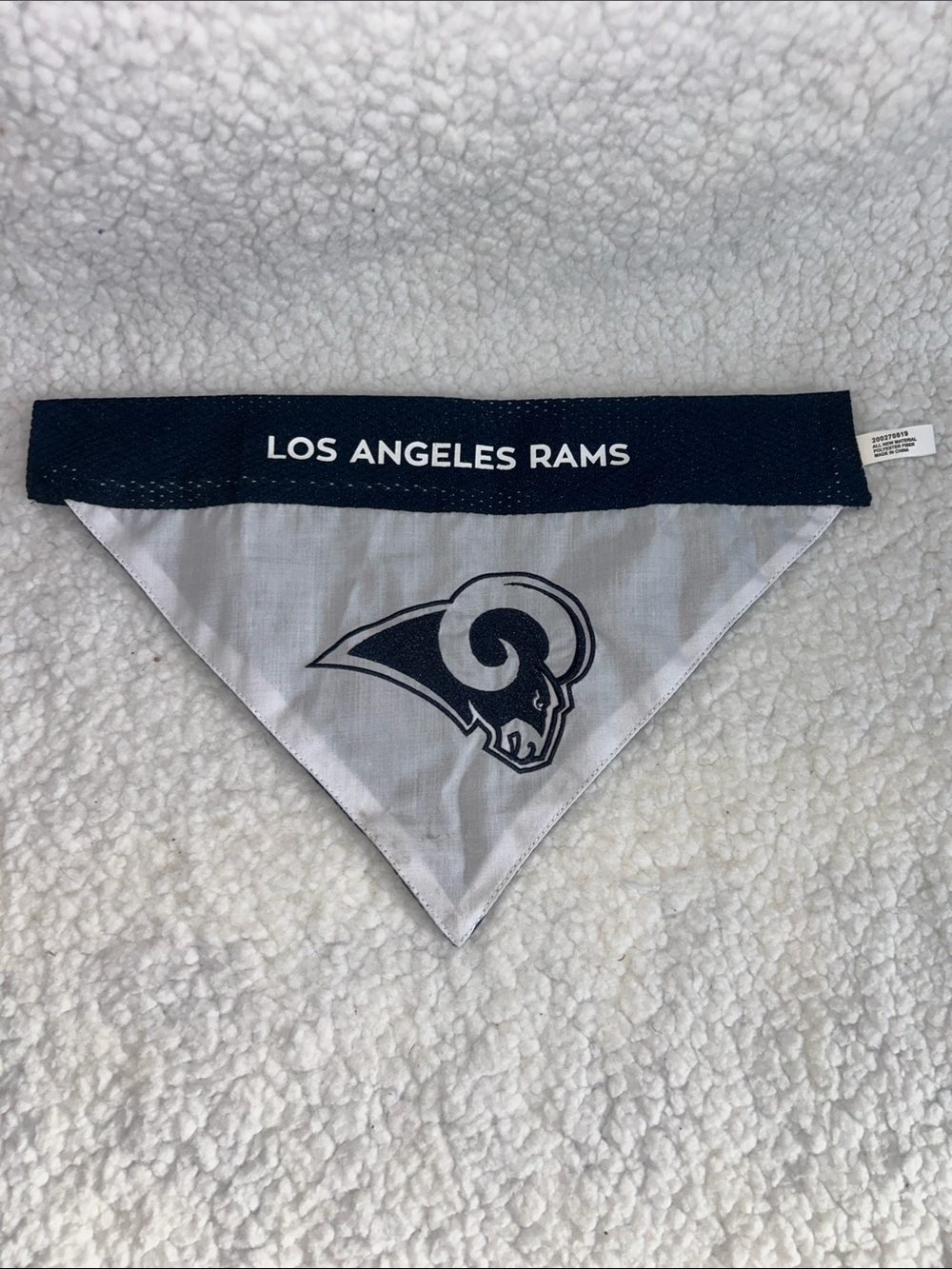 Los Angeles Rams Triangular Dog Bandana - White & Navy